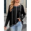 imageDokotoo Long Sleeve Shirts Split Back Womens Tops Fall Outfits 2025 Fashion Casual Womens ClothingBlack