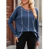 imageDokotoo Long Sleeve Shirts Split Back Womens Tops Fall Outfits 2025 Fashion Casual Womens ClothingBlue