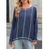 imageDokotoo Long Sleeve Shirts Split Back Womens Tops Fall Outfits 2025 Fashion Casual Womens ClothingBlue