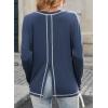 imageDokotoo Long Sleeve Shirts Split Back Womens Tops Fall Outfits 2025 Fashion Casual Womens ClothingBlue