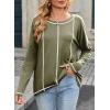 imageDokotoo Long Sleeve Shirts Split Back Womens Tops Fall Outfits 2025 Fashion Casual Womens ClothingGreen