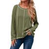 imageDokotoo Long Sleeve Shirts Split Back Womens Tops Fall Outfits 2025 Fashion Casual Womens ClothingGreen