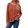 imageDokotoo Long Sleeve Shirts Split Back Womens Tops Fall Outfits 2025 Fashion Casual Womens ClothingRed