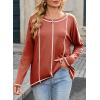 imageDokotoo Long Sleeve Shirts Split Back Womens Tops Fall Outfits 2025 Fashion Casual Womens ClothingRed