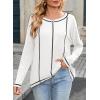 imageDokotoo Long Sleeve Shirts Split Back Womens Tops Fall Outfits 2025 Fashion Casual Womens ClothingWhite