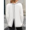 imageDokotoo Long Sleeve Shirts Split Back Womens Tops Fall Outfits 2025 Fashion Casual Womens ClothingWhite