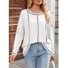 imageDokotoo Long Sleeve Shirts Split Back Womens Tops Fall Outfits 2025 Fashion Casual Womens ClothingWhite
