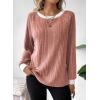 imageDokotoo Long Sleeve Shirts for Women Casual Fashion Loose Fit Womens Tops Crewneck Basic Pullover TunicsRose Pink