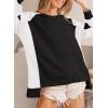 imageDokotoo Oversized Sweatshirt for Women Waffle Knit Color Block Crewneck Long Sleeve Casual High Low Pullover Sweatshirts TopsBlack