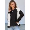 imageDokotoo Oversized Sweatshirt for Women Waffle Knit Color Block Crewneck Long Sleeve Casual High Low Pullover Sweatshirts TopsBlack
