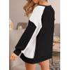 imageDokotoo Oversized Sweatshirt for Women Waffle Knit Color Block Crewneck Long Sleeve Casual High Low Pullover Sweatshirts TopsBlack