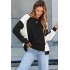 imageDokotoo Oversized Sweatshirt for Women Waffle Knit Color Block Crewneck Long Sleeve Casual High Low Pullover Sweatshirts TopsBlack