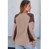 imageDokotoo Oversized Sweatshirt for Women Waffle Knit Color Block Crewneck Long Sleeve Casual High Low Pullover Sweatshirts TopsBrown