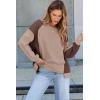 imageDokotoo Oversized Sweatshirt for Women Waffle Knit Color Block Crewneck Long Sleeve Casual High Low Pullover Sweatshirts TopsBrown