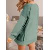 imageDokotoo Oversized Sweatshirt for Women Waffle Knit Color Block Crewneck Long Sleeve Casual High Low Pullover Sweatshirts TopsGreen