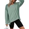 imageDokotoo Oversized Sweatshirt for Women Waffle Knit Color Block Crewneck Long Sleeve Casual High Low Pullover Sweatshirts TopsGreen