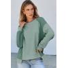 imageDokotoo Oversized Sweatshirt for Women Waffle Knit Color Block Crewneck Long Sleeve Casual High Low Pullover Sweatshirts TopsGreen