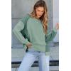 imageDokotoo Oversized Sweatshirt for Women Waffle Knit Color Block Crewneck Long Sleeve Casual High Low Pullover Sweatshirts TopsGreen