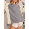 imageDokotoo Oversized Sweatshirt for Women Waffle Knit Color Block Crewneck Long Sleeve Casual High Low Pullover Sweatshirts TopsGrey