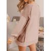 imageDokotoo Oversized Sweatshirt for Women Waffle Knit Color Block Crewneck Long Sleeve Casual High Low Pullover Sweatshirts TopsKhaki