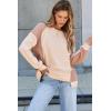 imageDokotoo Oversized Sweatshirt for Women Waffle Knit Color Block Crewneck Long Sleeve Casual High Low Pullover Sweatshirts TopsKhaki