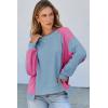 imageDokotoo Oversized Sweatshirt for Women Waffle Knit Color Block Crewneck Long Sleeve Casual High Low Pullover Sweatshirts TopsLight Blue