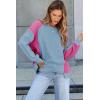 imageDokotoo Oversized Sweatshirt for Women Waffle Knit Color Block Crewneck Long Sleeve Casual High Low Pullover Sweatshirts TopsLight Blue