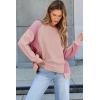 imageDokotoo Oversized Sweatshirt for Women Waffle Knit Color Block Crewneck Long Sleeve Casual High Low Pullover Sweatshirts TopsPink