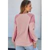 imageDokotoo Oversized Sweatshirt for Women Waffle Knit Color Block Crewneck Long Sleeve Casual High Low Pullover Sweatshirts TopsPink