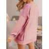 imageDokotoo Oversized Sweatshirt for Women Waffle Knit Color Block Crewneck Long Sleeve Casual High Low Pullover Sweatshirts TopsPink