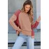 imageDokotoo Oversized Sweatshirt for Women Waffle Knit Color Block Crewneck Long Sleeve Casual High Low Pullover Sweatshirts TopsRed