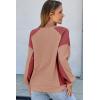 imageDokotoo Oversized Sweatshirt for Women Waffle Knit Color Block Crewneck Long Sleeve Casual High Low Pullover Sweatshirts TopsRed
