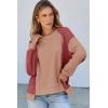 imageDokotoo Oversized Sweatshirt for Women Waffle Knit Color Block Crewneck Long Sleeve Casual High Low Pullover Sweatshirts TopsRed