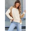 imageDokotoo Oversized Sweatshirt for Women Waffle Knit Color Block Crewneck Long Sleeve Casual High Low Pullover Sweatshirts TopsWhite