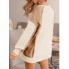 imageDokotoo Oversized Sweatshirt for Women Waffle Knit Color Block Crewneck Long Sleeve Casual High Low Pullover Sweatshirts TopsWhite