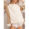 imageDokotoo Oversized Sweatshirt for Women Waffle Knit Color Block Crewneck Long Sleeve Casual High Low Pullover Sweatshirts TopsWhite