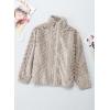 imageDokotoo Winter Fleece Jacket for Women 2025 Zipper Stand Collar Casual Coats with PocketsKhaki