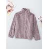 imageDokotoo Winter Fleece Jacket for Women 2025 Zipper Stand Collar Casual Coats with PocketsPurple