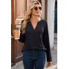 imageDokotoo Women Tops Long Sleeve V Neck Shirts 2025 Fall Fashion Dressy Casual Business Tunic BlousesBlack