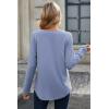 imageDokotoo Women Tops Long Sleeve V Neck Shirts 2025 Fall Fashion Dressy Casual Business Tunic BlousesBlue