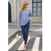 imageDokotoo Women Tops Long Sleeve V Neck Shirts 2025 Fall Fashion Dressy Casual Business Tunic BlousesBlue
