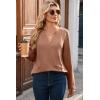 imageDokotoo Women Tops Long Sleeve V Neck Shirts 2025 Fall Fashion Dressy Casual Business Tunic BlousesCoffee
