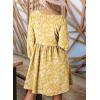 imageDokotoo Womens 2025 Casual Dresses Smocked Crewneck Button Up Long Sleeve Empire Waist ALine Mini DressFloral Yellow
