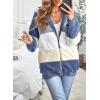 imageDokotoo Womens 2025 Winter Fuzzy Fleece Jacket Hooded Color Block Patchwork Cardigan Coats Outerwear with PocketsA Blue
