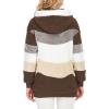 imageDokotoo Womens 2025 Winter Fuzzy Fleece Jacket Hooded Color Block Patchwork Cardigan Coats Outerwear with PocketsA Brown 2