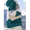 imageDokotoo Womens 2025 Winter Fuzzy Fleece Jacket Hooded Color Block Patchwork Cardigan Coats Outerwear with PocketsA Green 2
