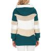 imageDokotoo Womens 2025 Winter Fuzzy Fleece Jacket Hooded Color Block Patchwork Cardigan Coats Outerwear with PocketsA Green 2