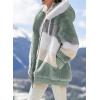 imageDokotoo Womens 2025 Winter Fuzzy Fleece Jacket Hooded Color Block Patchwork Cardigan Coats Outerwear with PocketsA Green