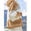 imageDokotoo Womens 2025 Winter Fuzzy Fleece Jacket Hooded Color Block Patchwork Cardigan Coats Outerwear with PocketsA Khaki