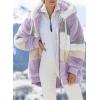 imageDokotoo Womens 2025 Winter Fuzzy Fleece Jacket Hooded Color Block Patchwork Cardigan Coats Outerwear with PocketsA Purple